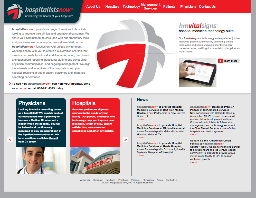 HNI website before the redesign