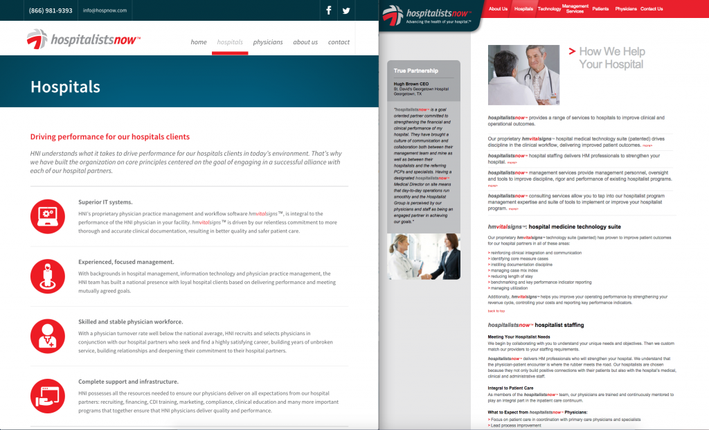 interior page of HNI website redesign