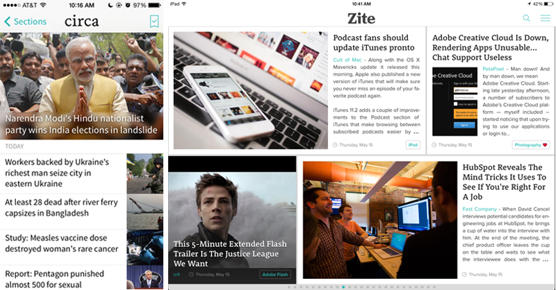 screenshots of other news apps