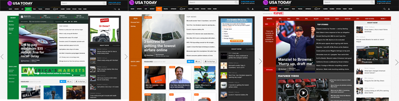 categories on the new USA Today website