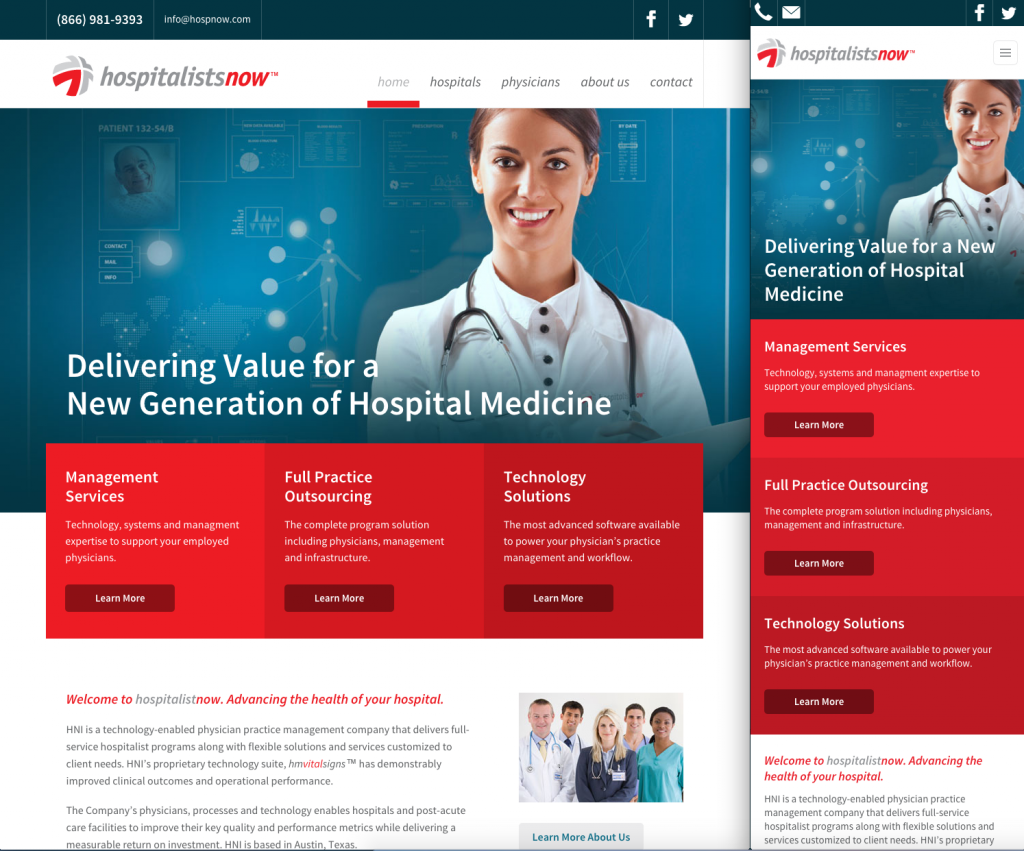 HNI responsive website redesign