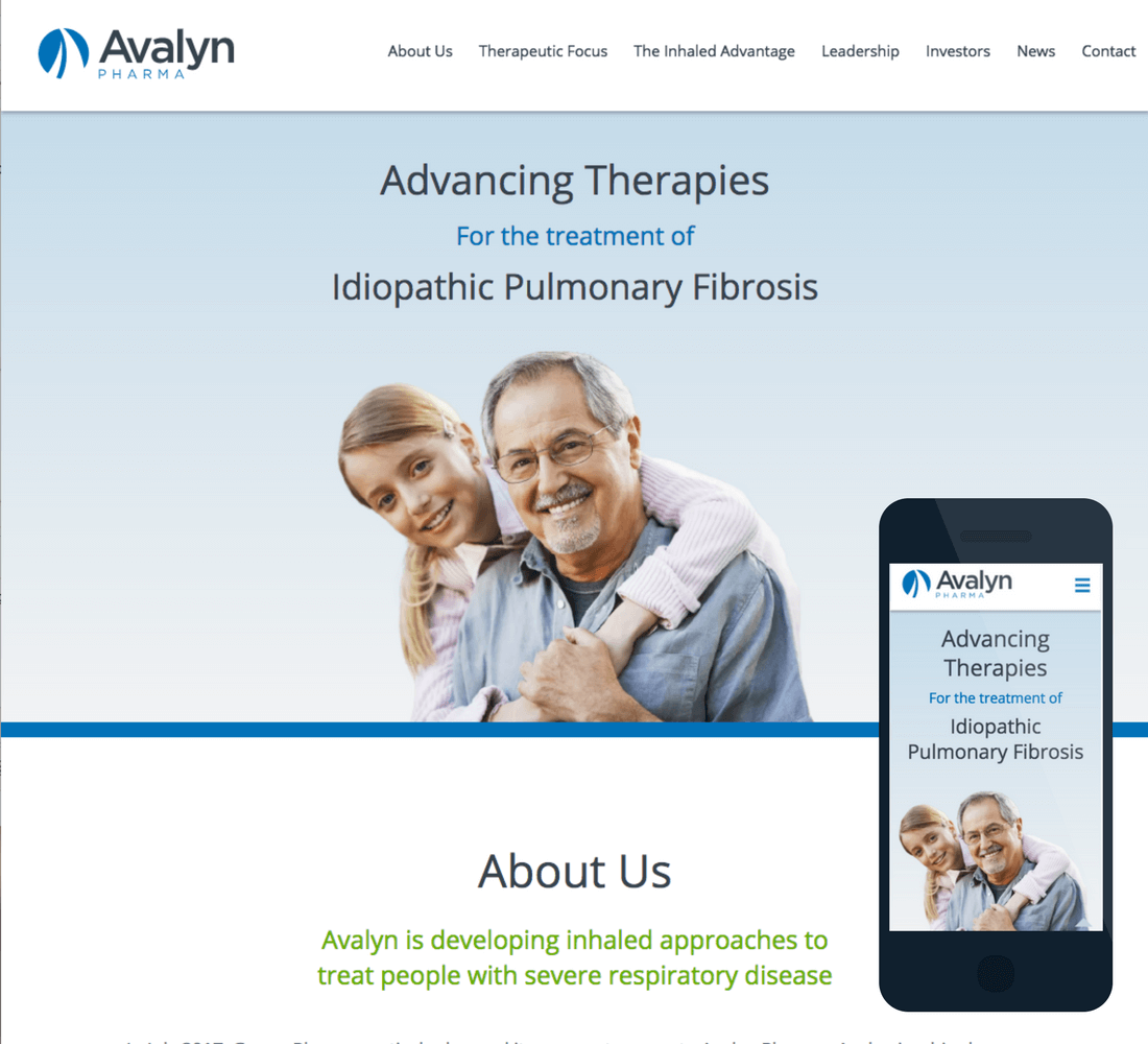 Screenshot of the desktop and mobile versions of the Avalyn Pharma site.