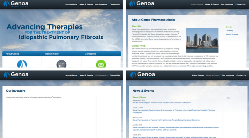Screenshot of the previous design of Genoa's site. 
