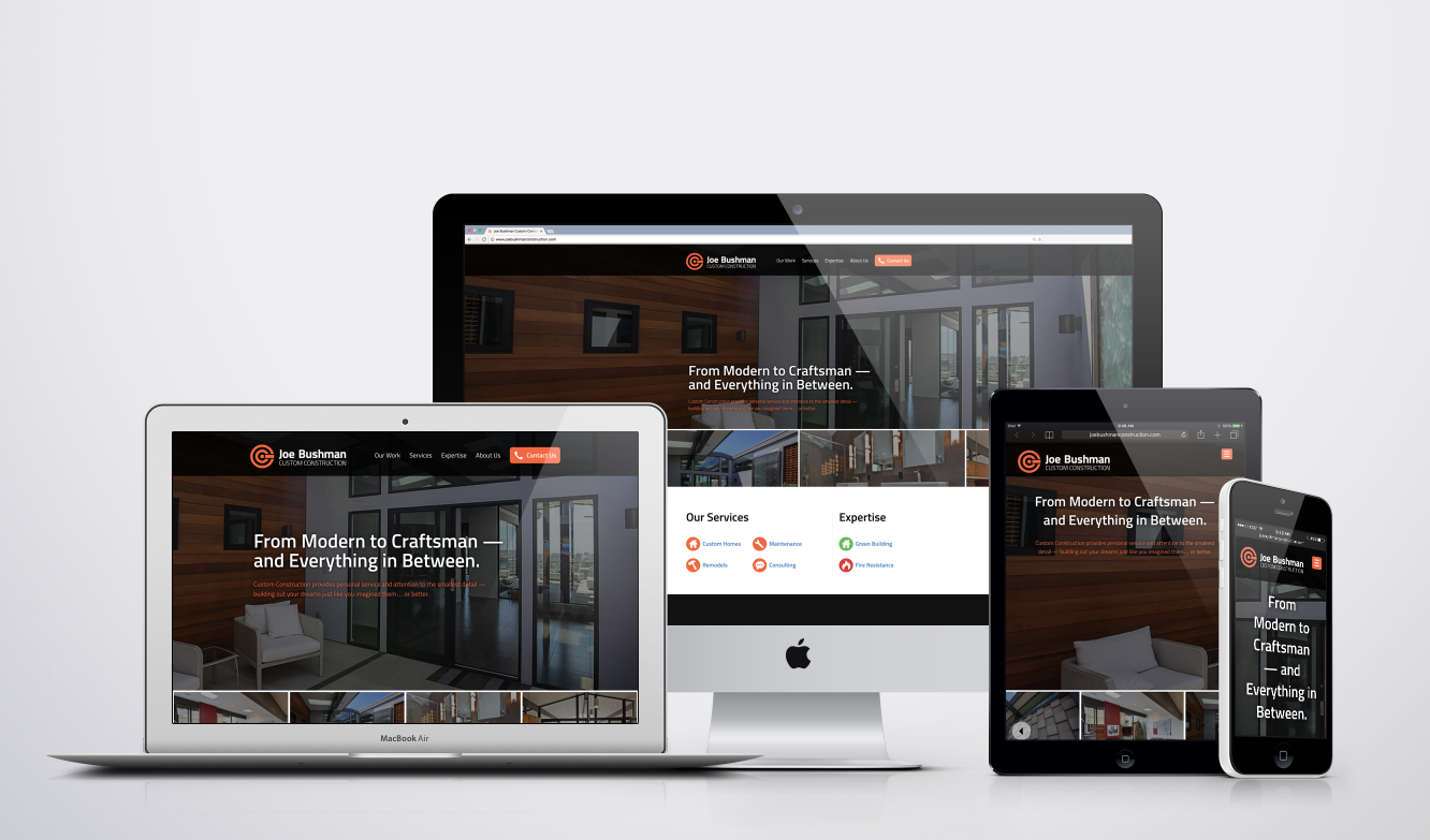 contractor website redesign on devices