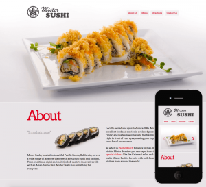 Mister Sushi website on desktop and a mobile device.