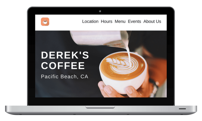 Mockup of Derek's Coffee Shop website